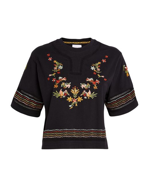 Hayley Menzies Black Embroidered Maya T-shirt