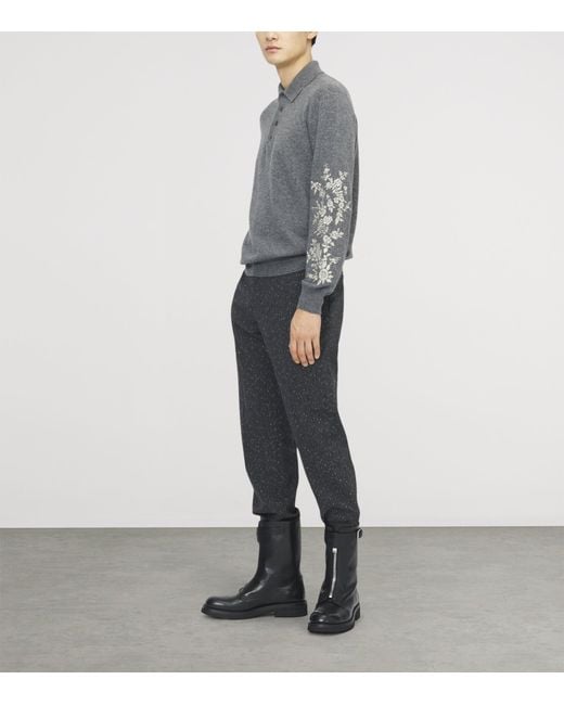 McQueen Gray Wool Embroidered Polo Jumper for men