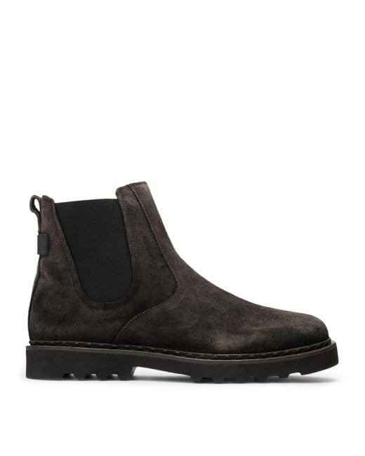 AllSaints Black Suede Leather Skiff Chelsea Boots