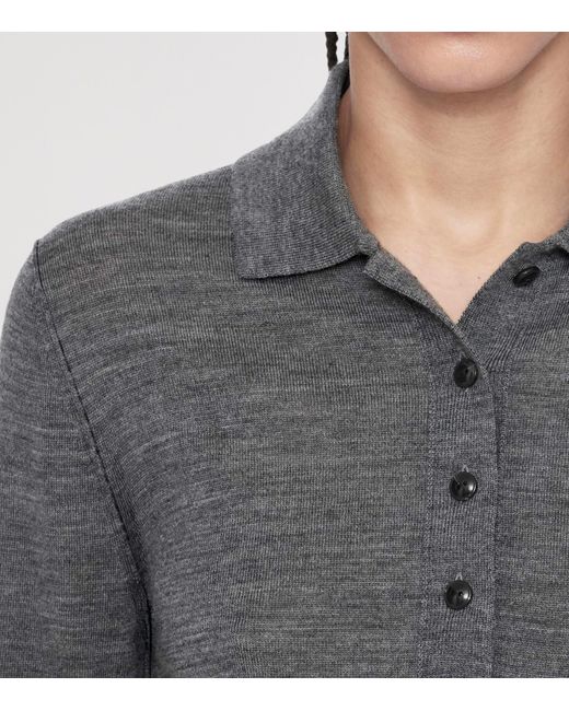 AllSaints Gray Merino Wool Martel Polo Sweater