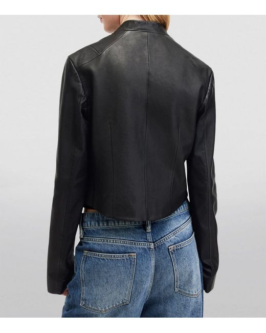 AllSaints Black Sadler Leather Jacket
