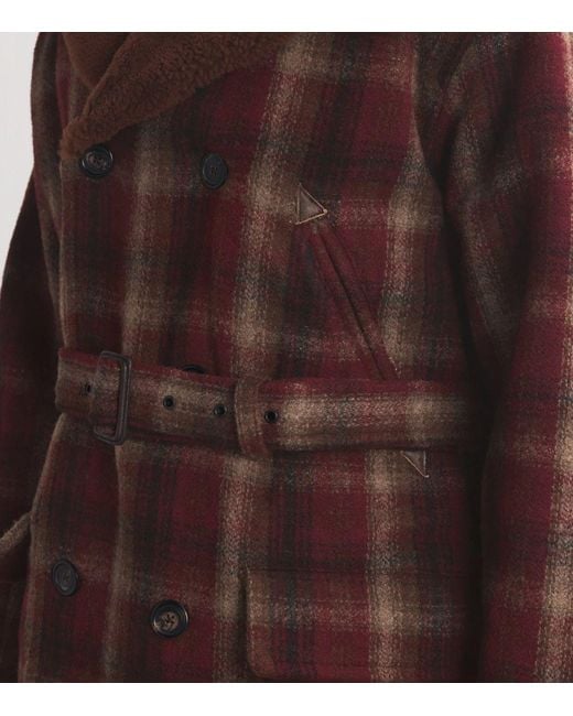 Polo Ralph Lauren Brown Plaid Shearling-Collar Ranch Jacket for men