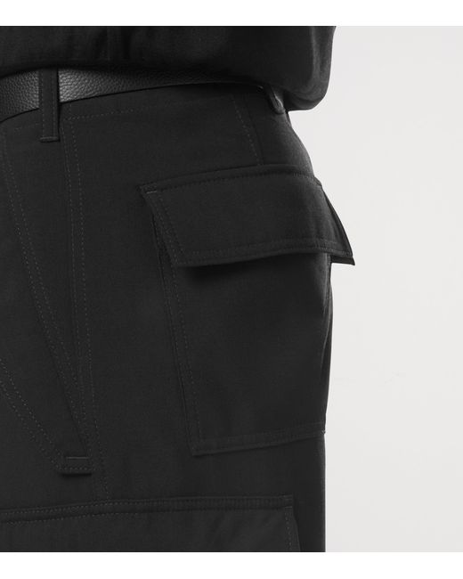 Tom Ford Black Virgin Wool-Blend Cargo Trousers for men