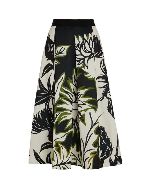 MAX&Co. Black Floral Print Midi Skirt
