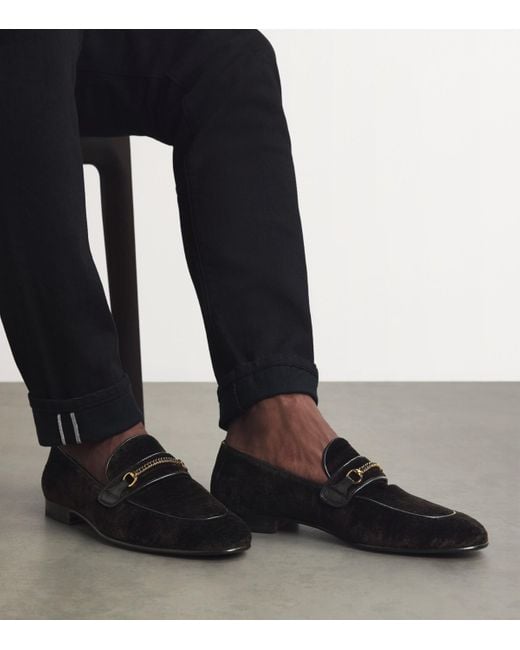 Tom Ford Black Velvet Liam Chain-Detail Loafers for men