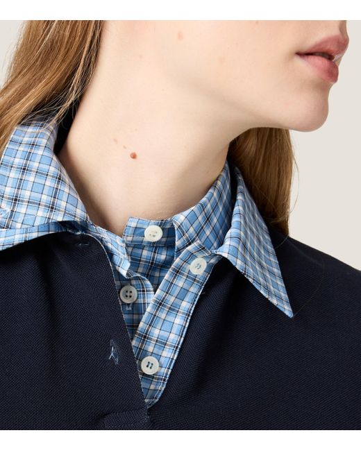 Miu Miu Blue Checked Poplin Shirt