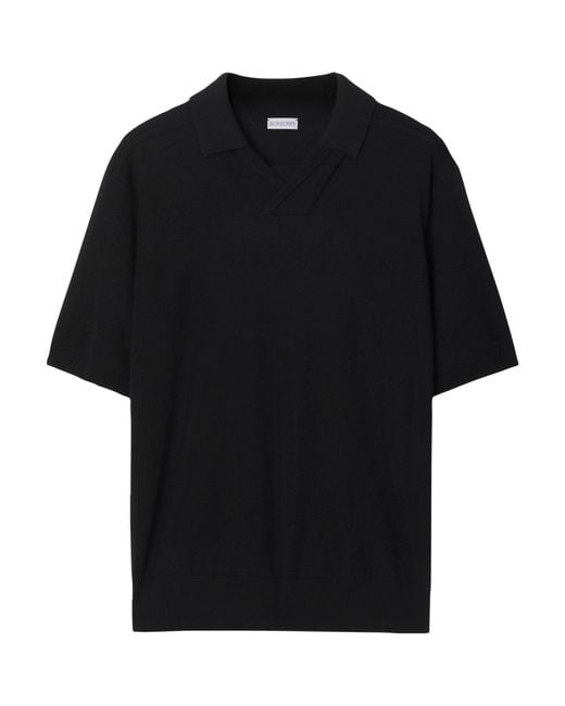 Burberry Black Wool Polo Shirt for men