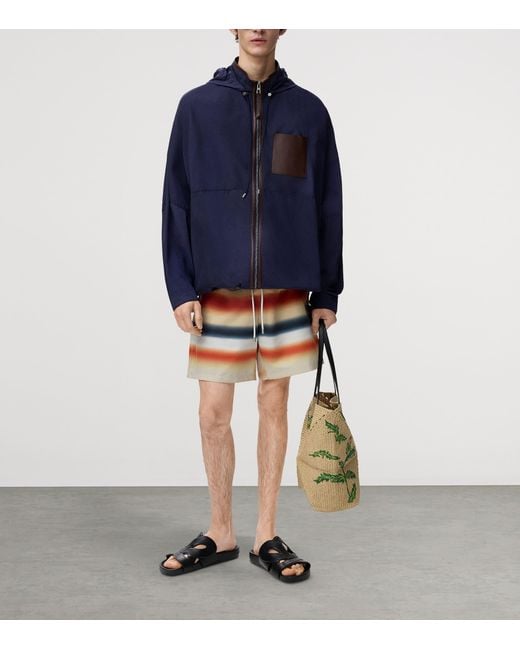 Loewe Blue X Paula's Ibiza Leather-Trimmed Hooded Jacket for men