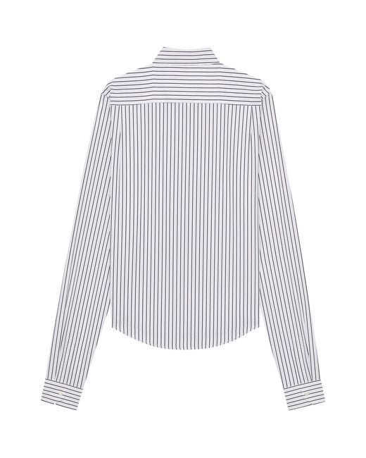 Saint Laurent White Cotton Striped Long-Sleeve Shirt for men