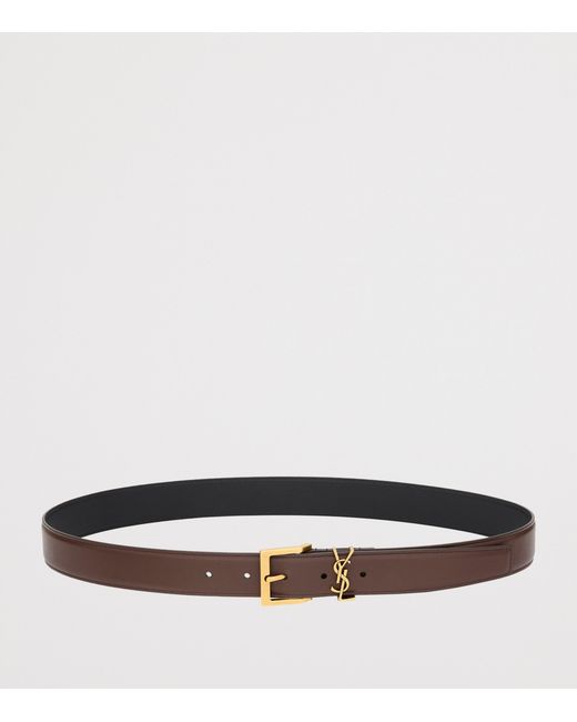Saint Laurent White Calfskin Cassandre Belt