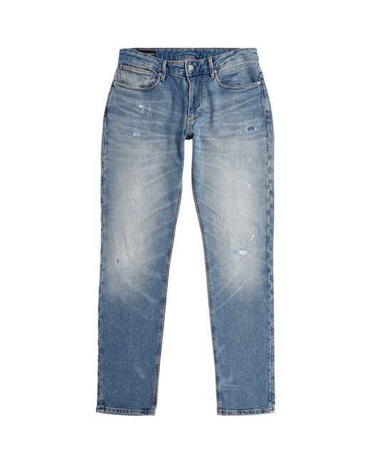Emporio Armani Blue Distressed Mid-rise Slim Jeans for men