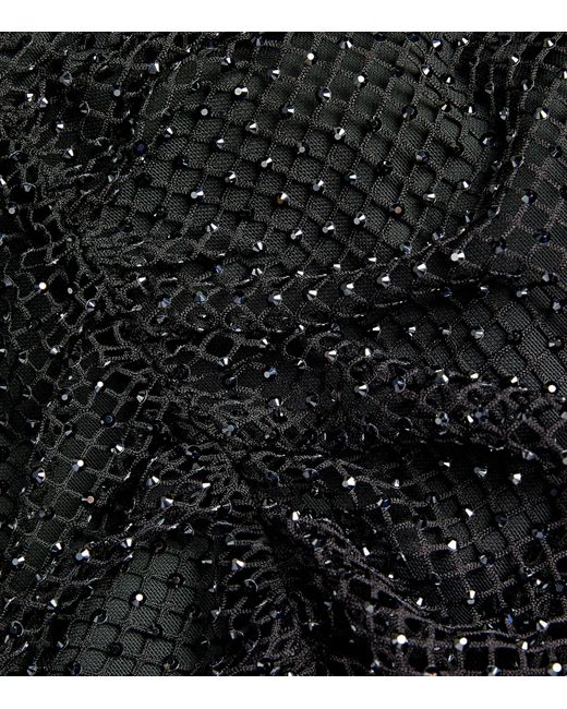 Self-Portrait Black Rhinestone-embellished Midi Dress