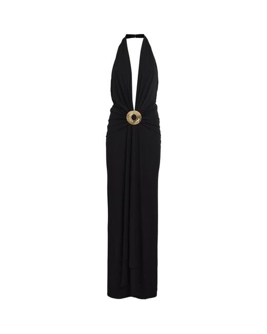 Cult Gaia Black Plunge-Neck Chii Maxi Dress