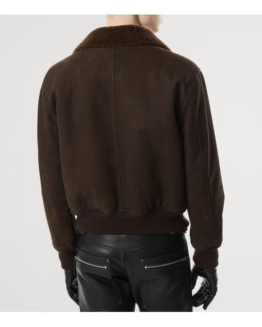 Tom Ford Brown Suede Bomber Jacket for men