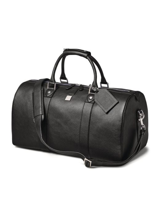 Aspinal Black Leather Boston Holdall for men