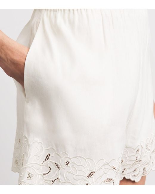 Camilla & Marc White Linen-Blend Chara Embroidered Shorts