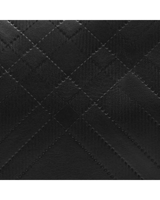 Burberry Black Leather Check-Embossed Messenger Bag for men