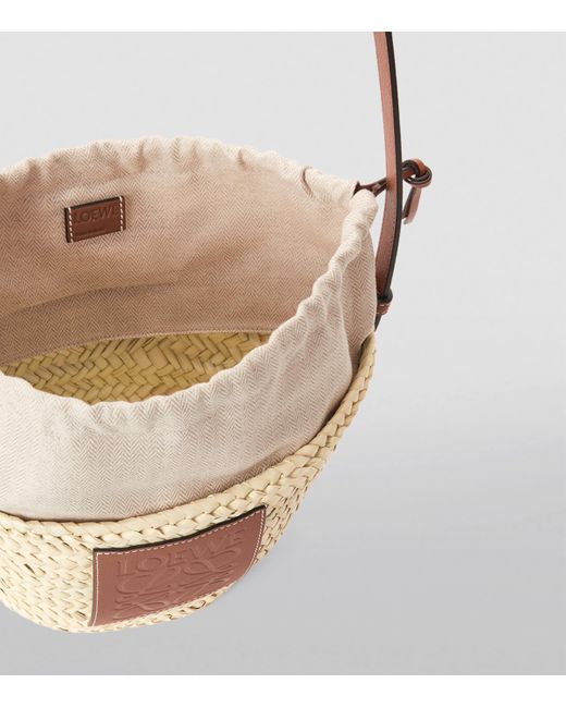 Loewe Pink X Paula's Ibiza Woven Drawstring Bucket Bag
