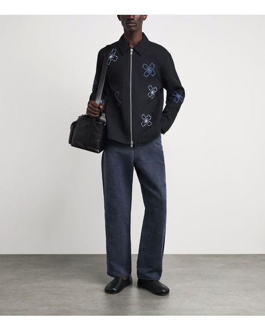 Wax London Black Embroidered Floral Eldon Jacket for men