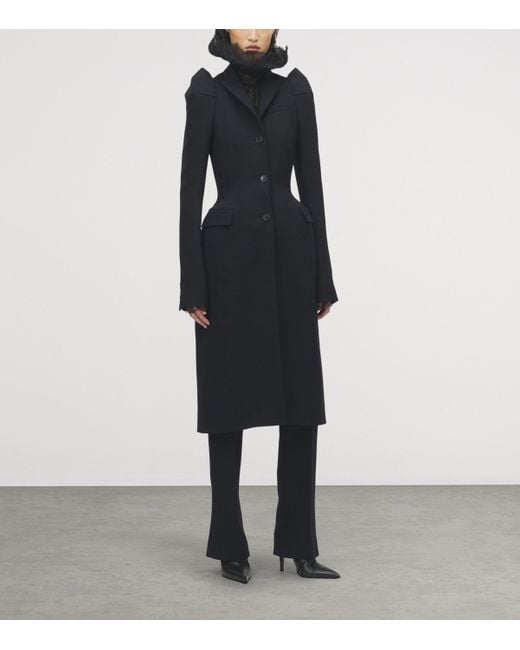 Alexander McQueen Black Wool-Blend Structured Coat