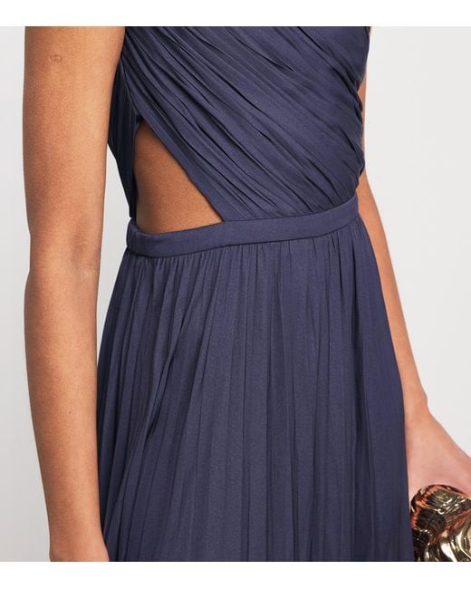 Maje Blue One-Shoulder Maxi Dress