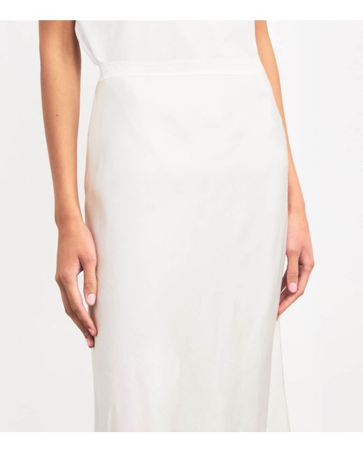 Sandro White Linen-Blend Midi Skirt