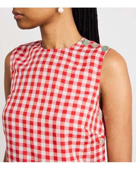 doen red gingham dress Rubi Babydoll Mini - US 8 Keep it effortless and pair it with sandals and a claw clip updo for a fresh daytime ensemble.Features Doen XS dress blue red