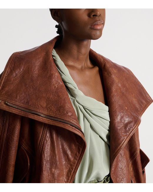 Balmain Brown Lambskin Bomber Jacket