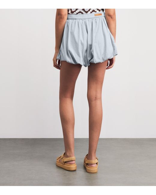 Maje Blue Chambray Bubble-Hem Skort