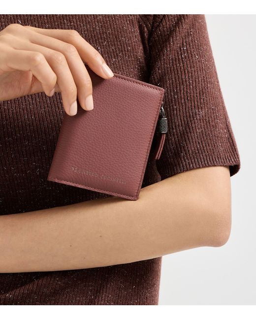Brunello Cucinelli Red Leather Bifold Wallet