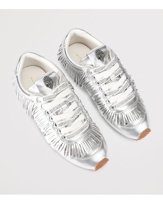 Kurt Geiger White Leather Fringe Islington Sneakers
