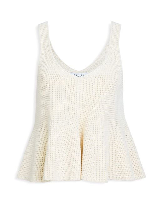 Alaïa White Silk Waffle Godet Crop Top