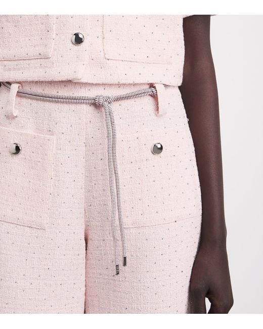 Maje Pink Tweed Wide-Leg Trousers