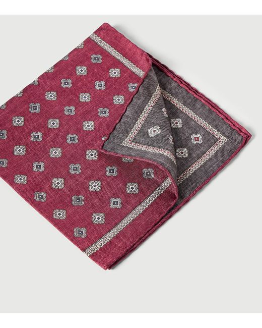 Brunello Cucinelli Purple Silk Medallion Pocket Square for men