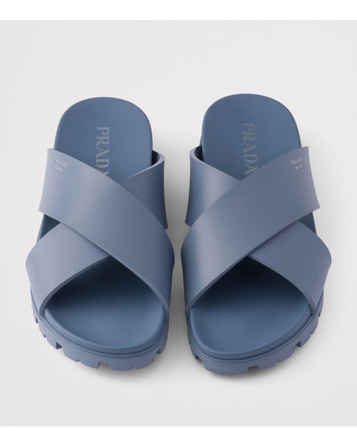 Prada Blue Crossover Sandals for men