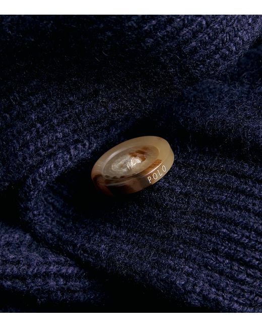 Polo Ralph Lauren Blue Wool-Cashmere Cable-Knit Cardigan