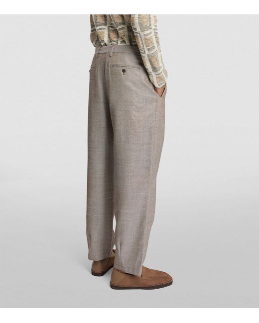 Giorgio Armani Gray Wool-linen Blend Trousers for men