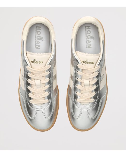Hogan White Leather Metallic Cool Sneakers