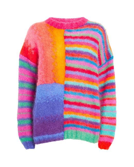Rose Carmine Pink Striped Sweater