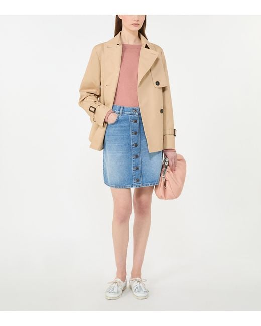 Weekend by Maxmara Natural Gabardine Cropped Trench Coat