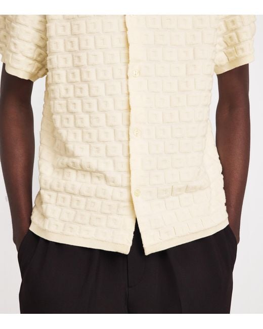 Sandro White Terry Knit Jacquard Short-Sleeve Shirt for men