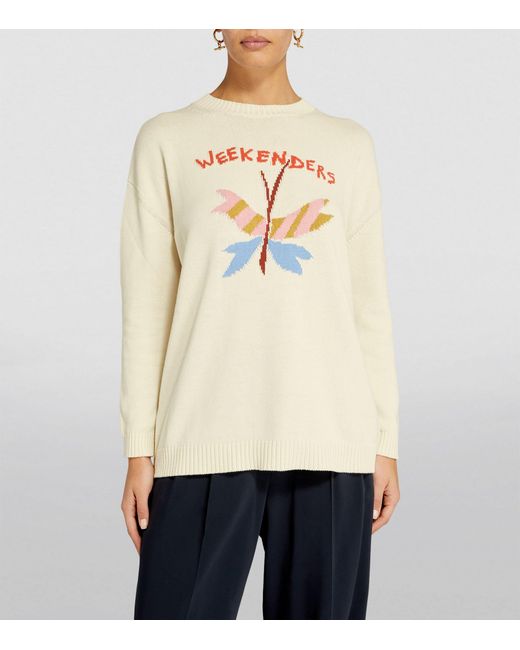 Weekend by Maxmara White Butterfly Design Sweater
