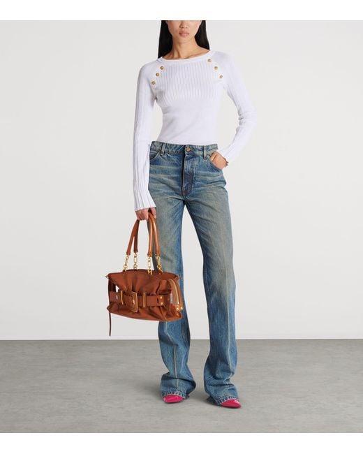 Balmain Blue Faded Flared Jeans