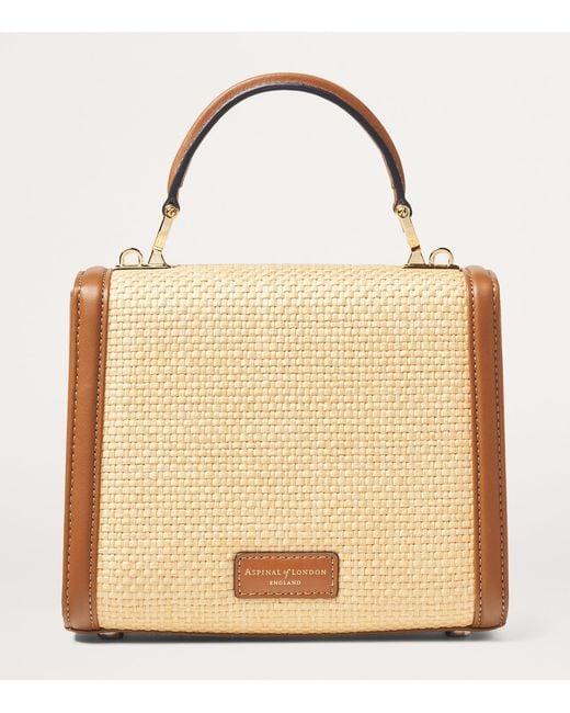 Aspinal Natural Raffia Mayfair Midi Bag