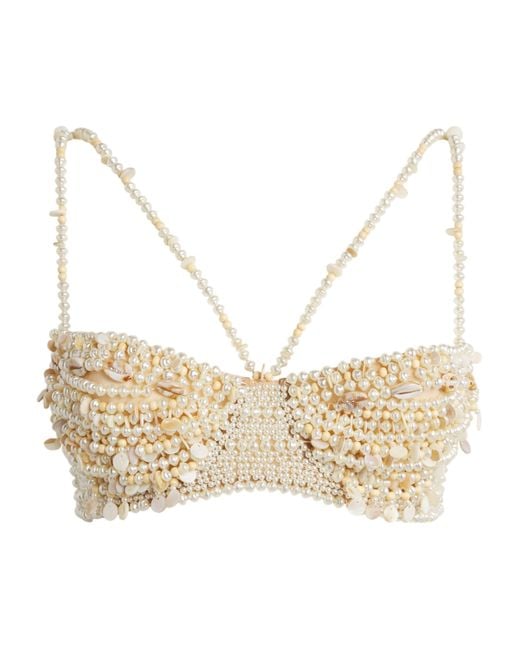 PATBO Natural Beaded Embellished Bikini Top