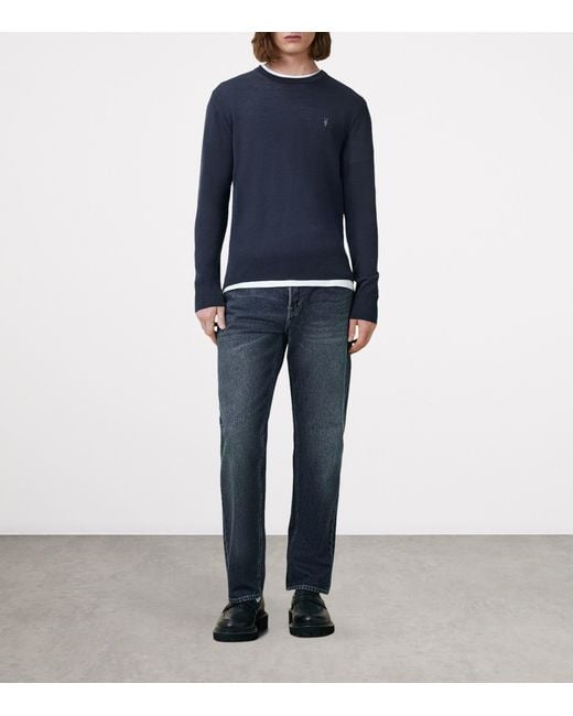 AllSaints Blue Wool Mode Sweater for men