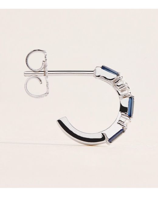 Suzanne Kalan Natural Diamond And Sapphire Thin Mix Hoop Earrings