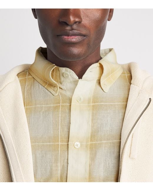 Picante Blue Cotton Crinkle Check Rocco Shirt for men