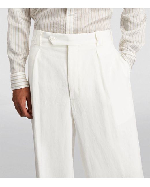 Giorgio Armani White Linen Trousers for men