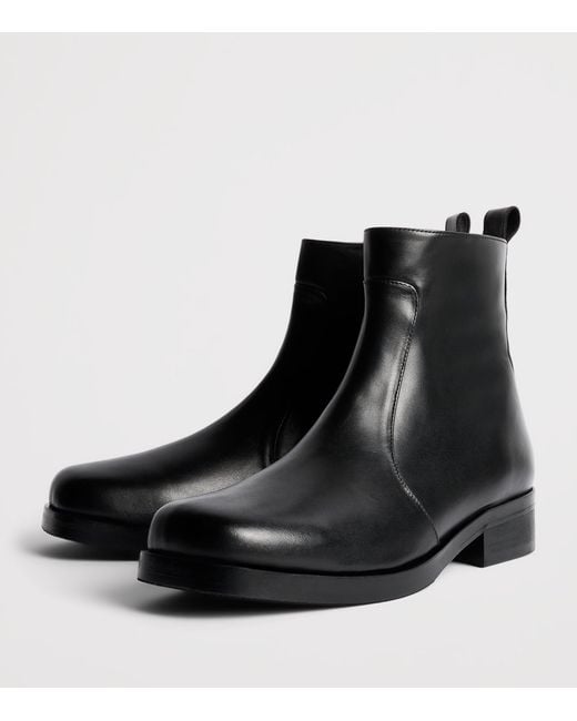 Studio Nicholson Black Leather Square-Toe Boots for men